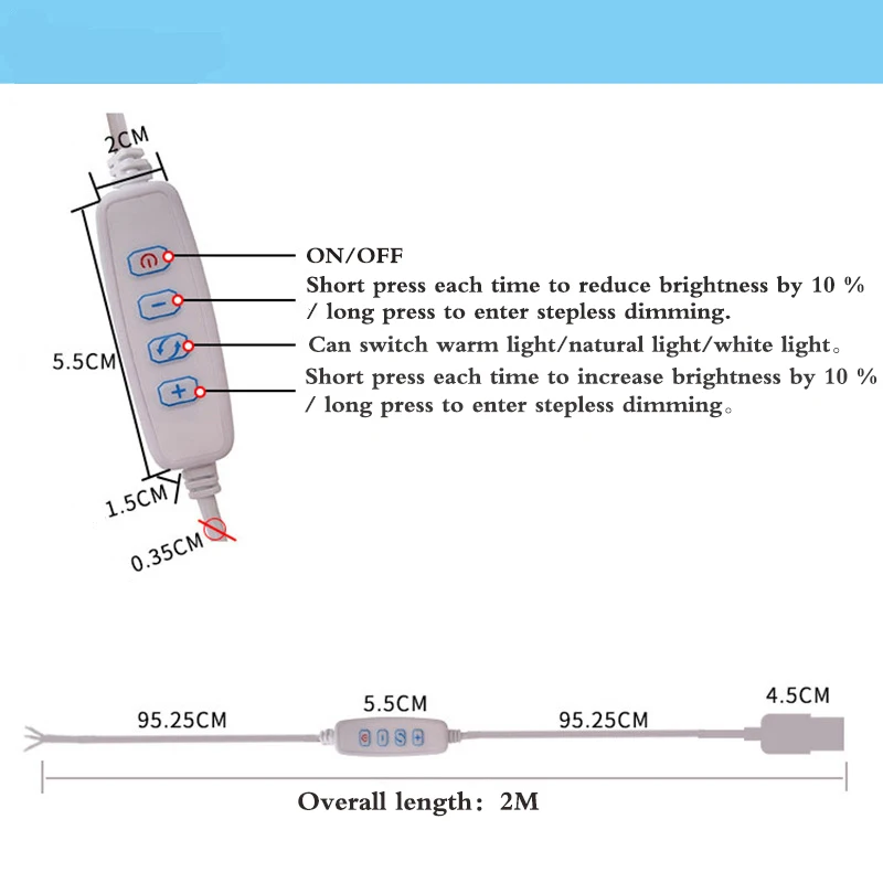DC 5V LED Dimmer USB Port Power Supply Line Dimming Color-matching Extension Cable With ON OFF Switch Adapter For LED Light