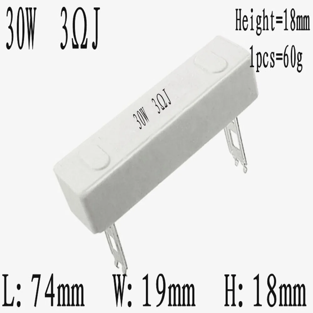 10PCS 30W Keramik Zement Widerstand 0,1 R 0,5 R 1R 1,5 R 2R 2,5 R 3R 3,3 R 4R 5R 6R 8R 10R 15R 20R 30R 50R 100R 150R 200R 300R 500R 1K – Detail 4