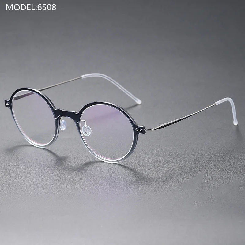 Denmark Computer Eyeglasses 6508 No Screw Titanium Retro Round Prescription Myopia Eyewear Women Men Glasses Gafas Frame Oculos