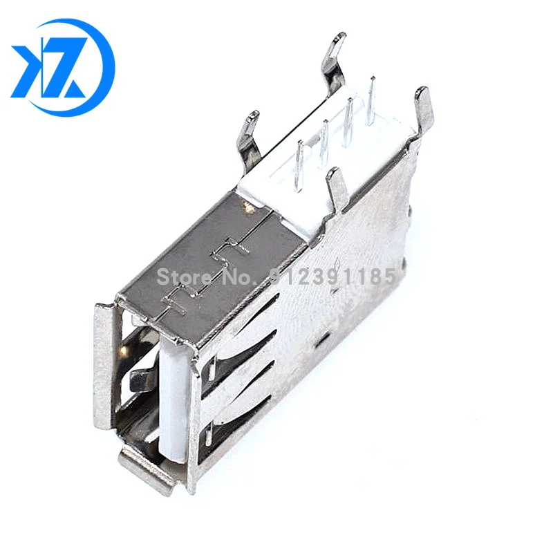 10Pcs USB Type A Female Solder Jacks Connector Side Needle 4Pin 90 Degree USB Data Interface Length 19.5mm