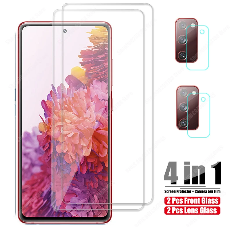 ป้องกันกระจกสำหรับ Samsung Galaxy S20 FE กล้อง Protector สำหรับ Samsung S21 Plus A02S A12 A21S A51 A52 a72ฟิล์มหน้าจอ