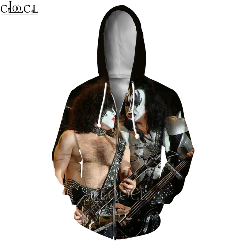 

CLOOCL Newest Zipper Hoodies Popular Rock Singer KISS Band 3D Print Men Women Couple Casual Harajuku Tops Drop Shipping