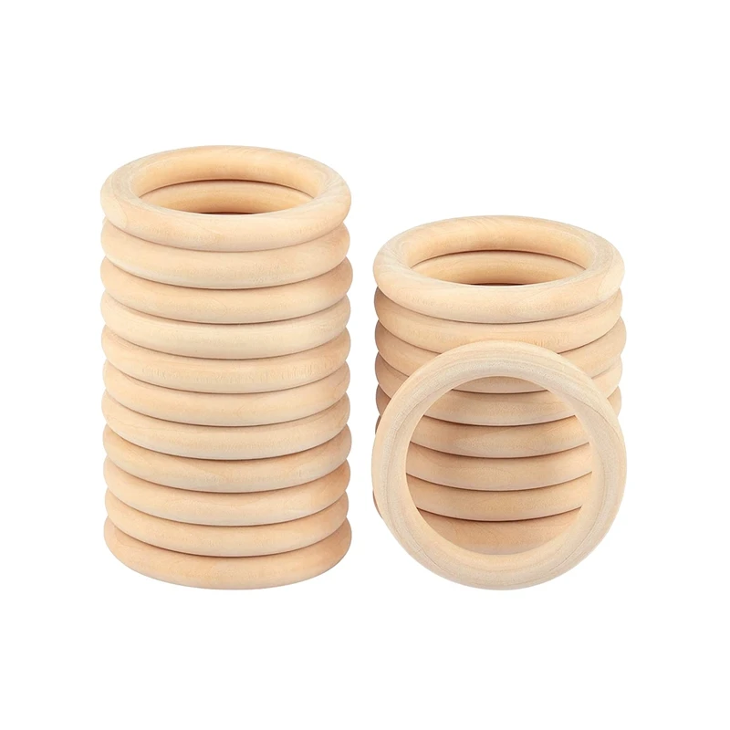 

30Pcs 70mm Wood Rings,Wooden Ring Wood Circles for DIY Crafts, Macrame Plant Hanger,Ornaments and Jewelry Making