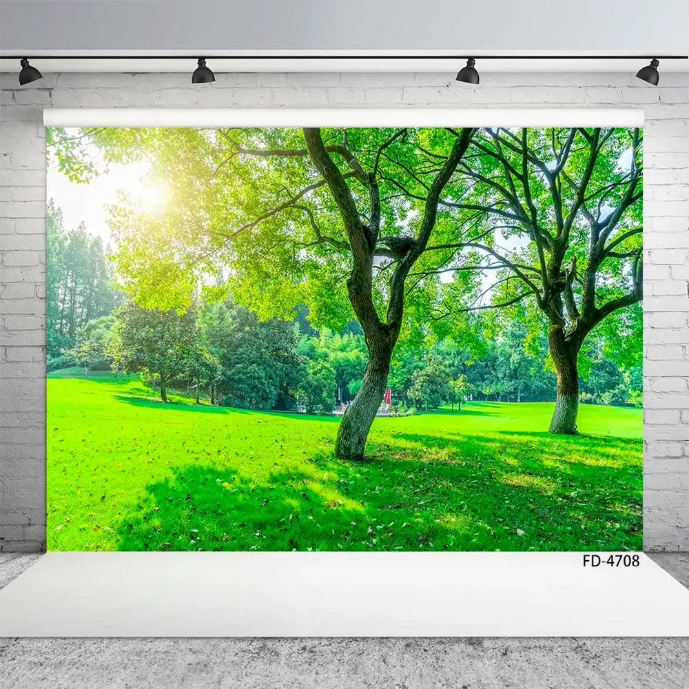 Grassland Trees Sunshine Photo Background Vinyl Cloth Backdrops Photography Props for Children Baby Portrait Scenery Photocall