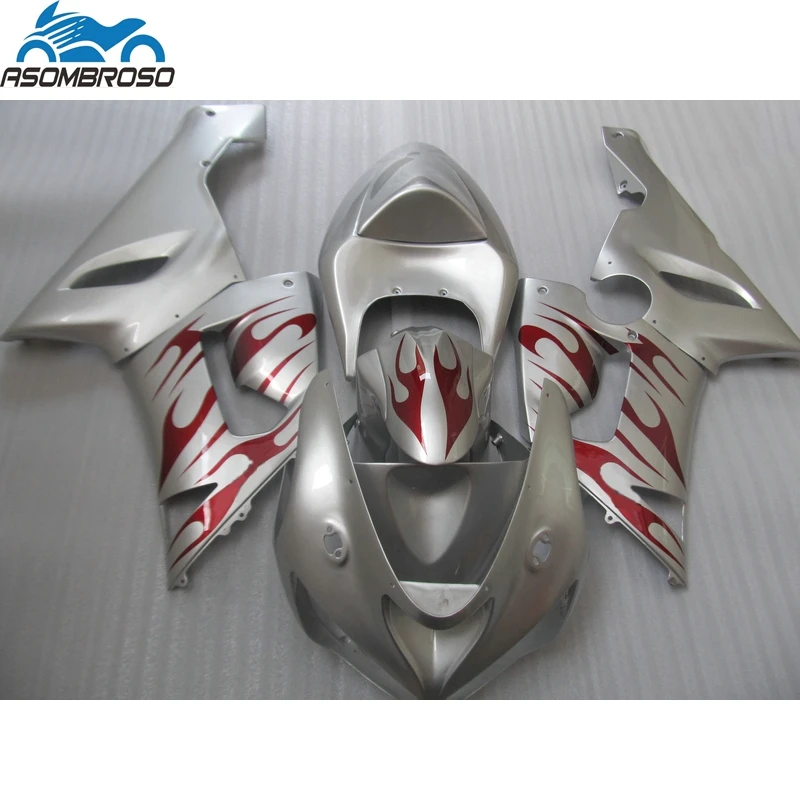 

Lowest Price Motorcycle Bodyparts Plastic for Kawasaki Ninja ZX6R fairing kit 2005 2006 silver red fairing set zx6r 05 06 BN61