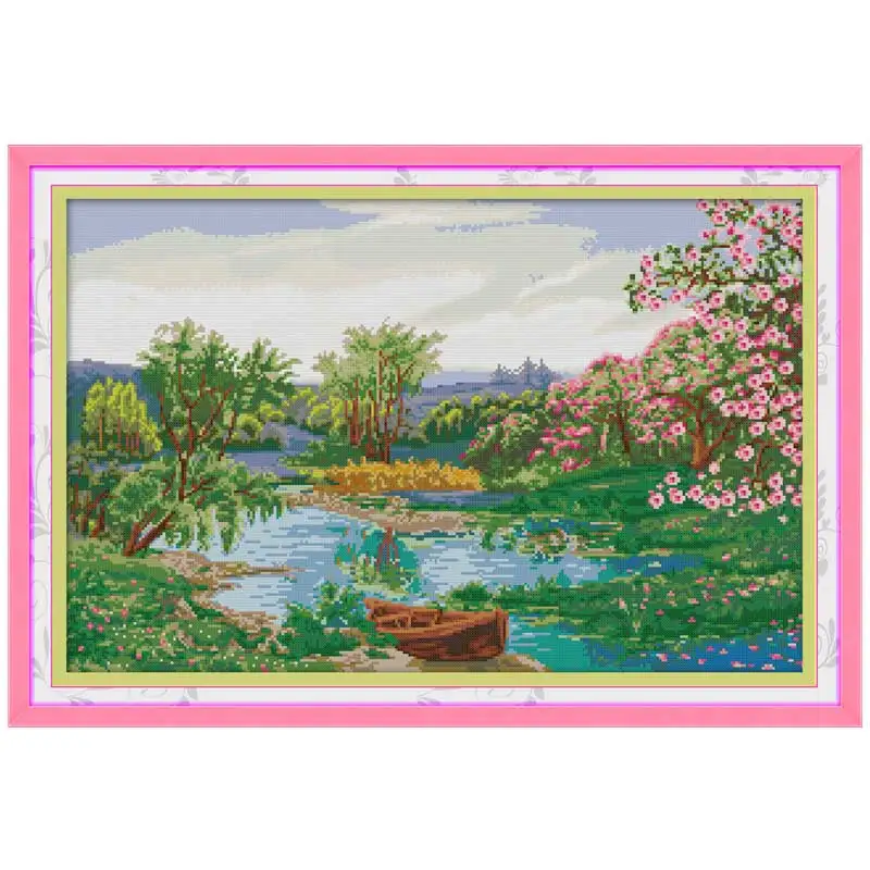 The Spring Of The Creek Patterns Counted Cross Stitch Set DIY 11CT 14CT 16CT Stamped DMC Cross-stitch Kit Embroidery Needlework