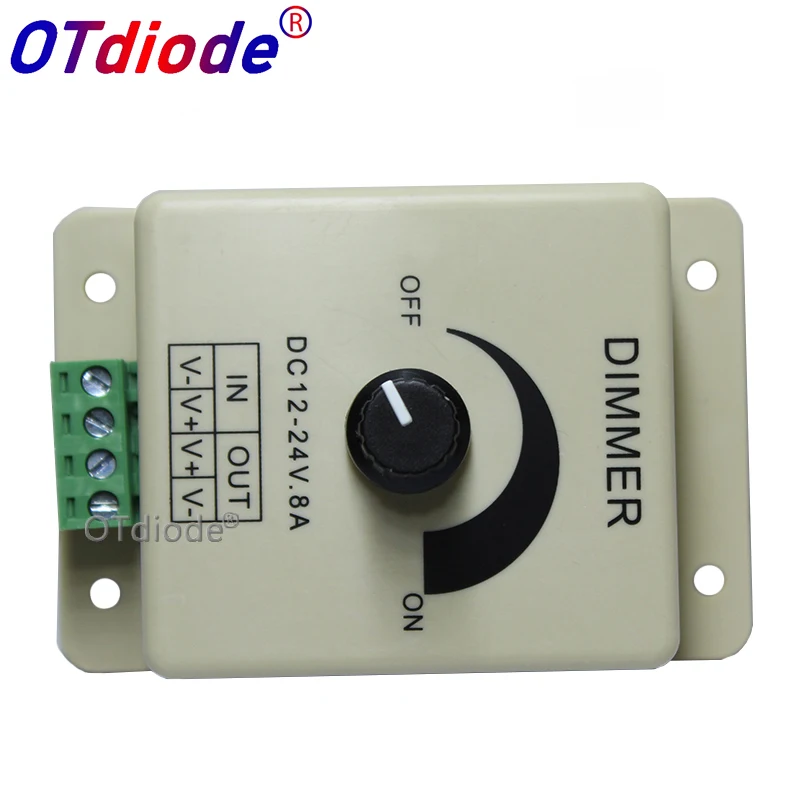 12V 24V LED Dimmer Switch 8A Voltage Regulator Adjustable Controller for LED Strip Light Lamp