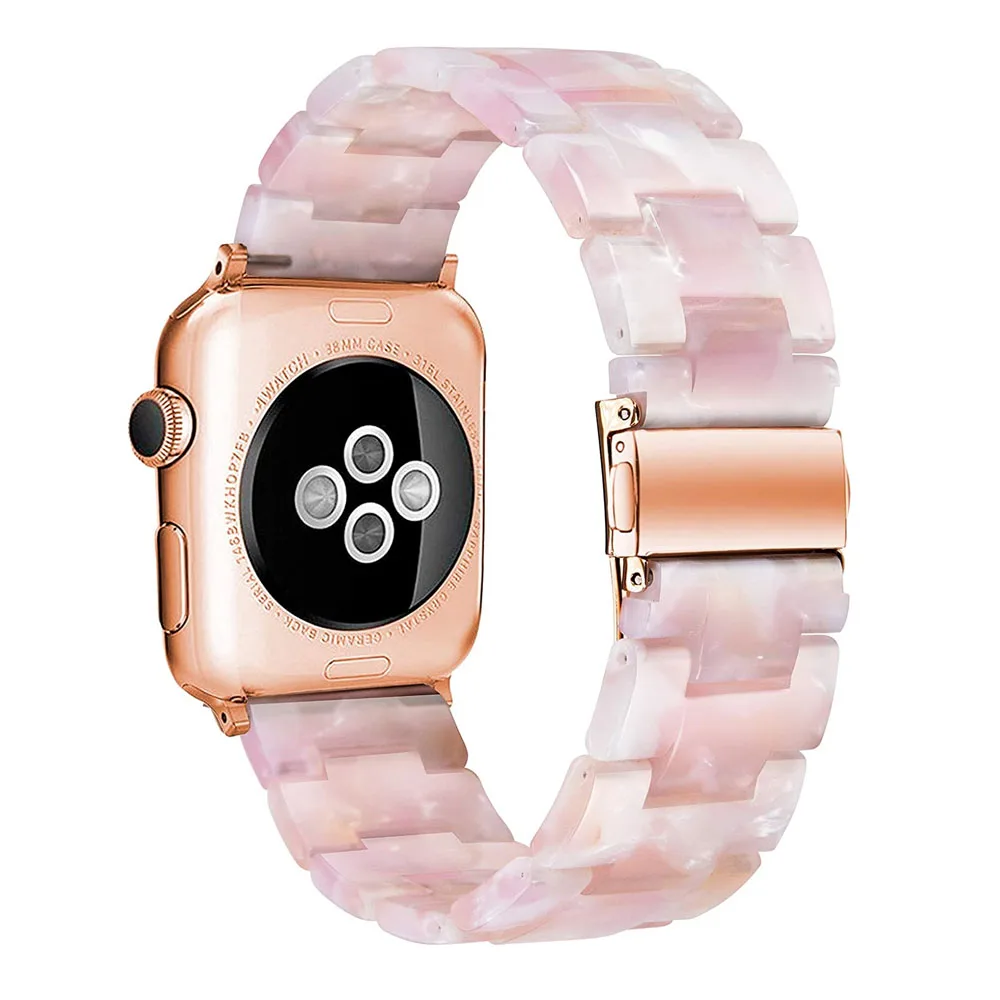 Bracelet for iWatch 9 8 7 SE Apple Watch Band 38mm 40mm 42mm 44mm 41mm 45mm Resin Band Replacement Series 6/5/4/3 Watchband Pink