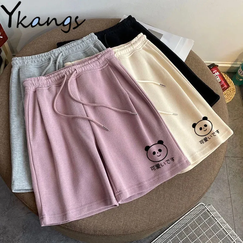 

Plus Size Kawaii Animal Cartoon High Waist Sweat Shorts Women Summer Baggy Harajuku Street Casual Joggers Sports Shorts Female