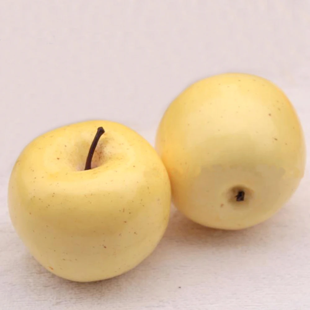 8pcs 8cm Size Plastic Fake Simulated Artificial Yellow Apple Fruit model