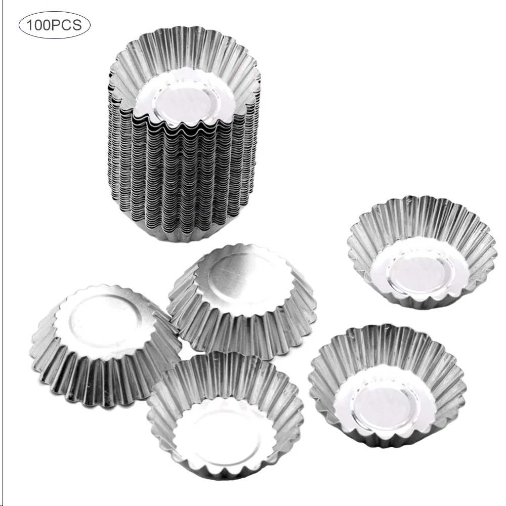 5/10/20pcs Egg Tart Molds Stainless Steel Cupcake Mold Thickened Reusable Cake Cookie Mold Tin Baking Tool Baking Cups