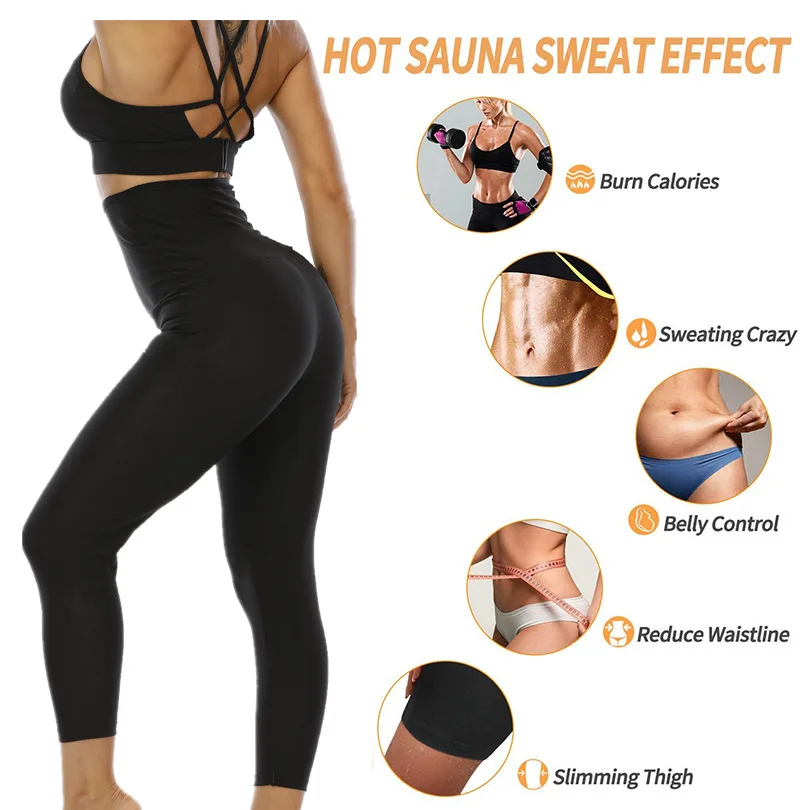 Pantalones de entrenamiento de cintura para mujer, pantalones de Sauna para sudar, moldeador de cuerpo, pantalones adelgazantes, entrenador de