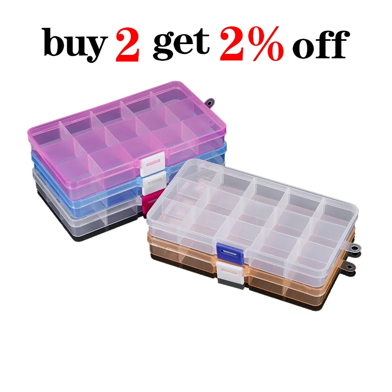 High Quality Grids Adjustable Plastic Jewelry Beads Storage Box Case Container Organize For Craft Jewelry Display Boxs Supplies