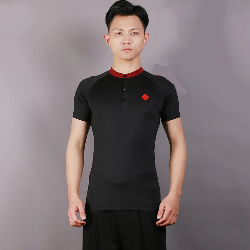 

New Latin Dance Tops For Men Professional Modern Ballroom Dance Practice Shirt Female Long/Short Sleeve Rumba Clothing DQL4530