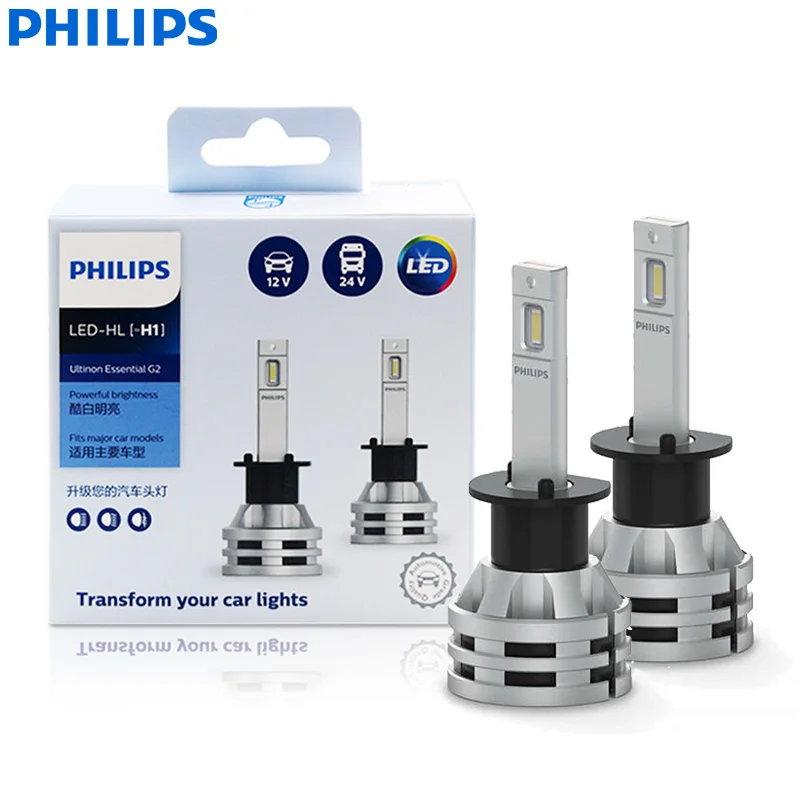 

Philips LED H1 Ultinon Essential LED Gen2 12V/24V 19W LED G2 6500K Auto Lamps Fashion White Car Headlight 11258UE2X2 (Pack of 2)