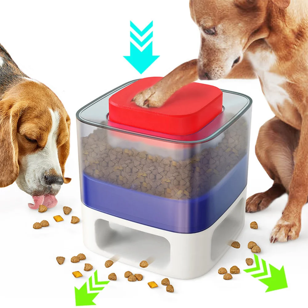 

Dog Toy Pet Slow Feeder Pressing Extruding Food Dispenser For Small Medium Large Dogs Food Catapult Square Automatic Slow Feeder