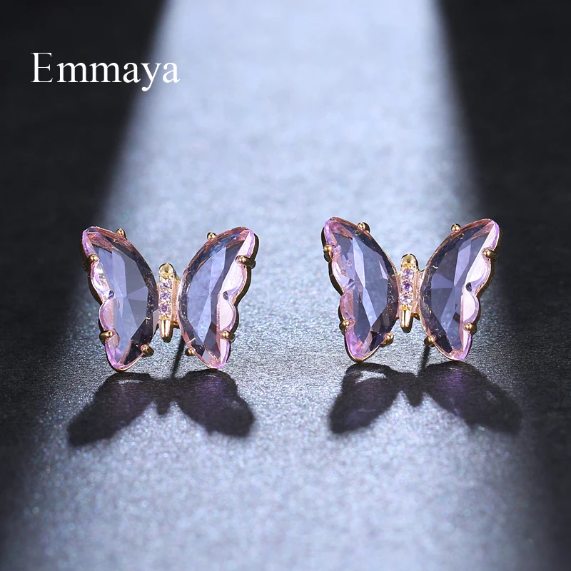 Emmaya New Arrival Charming Butterfly Appearance Earring With Multicolor Transparent Zirconia Women Fashion Jewelry In Party