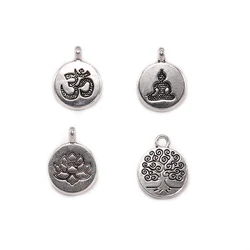 10pcs/lot Antique Chakra Charm Yoga OM Buddha Lotus Charm Pendants For Diy Jewelry Making Findings Bracelet Accessorie