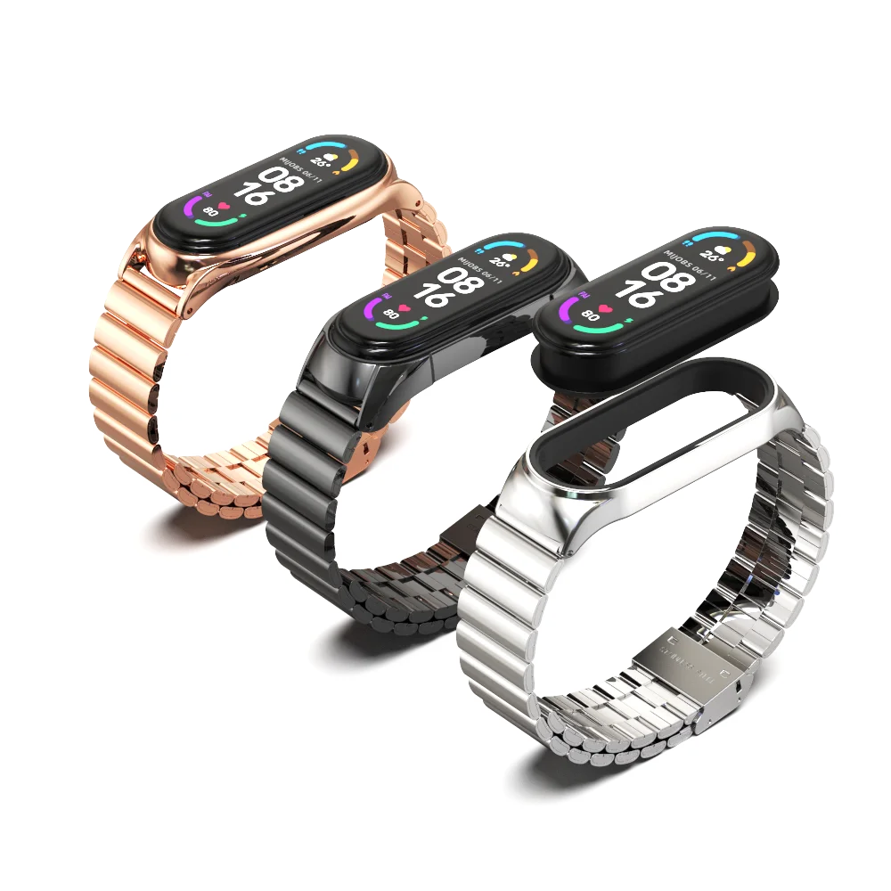 Strap for Mi Band 6 5 4 3 Metal Wristbands Mi Band 5 Strap Pulseira Mi Band 4 Bracelet for Xiaomi Miband 3 Stainless Steel