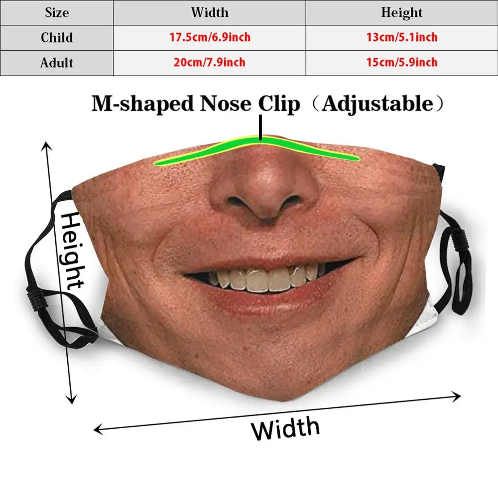 Máscara de Elon Musk, estampado divertido reutilizable con máscara facial, filtro Pm2.5, Elon Musk Space X Tesla