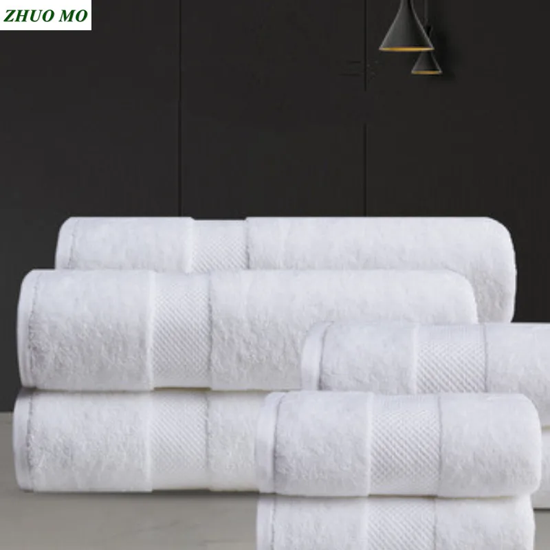 

ZHUO MO-White Cotton Luxury Face Bath Towels for Adults, Bathroom, Hotel, Home, Quick Drying, Beach Terry Towels for Adults