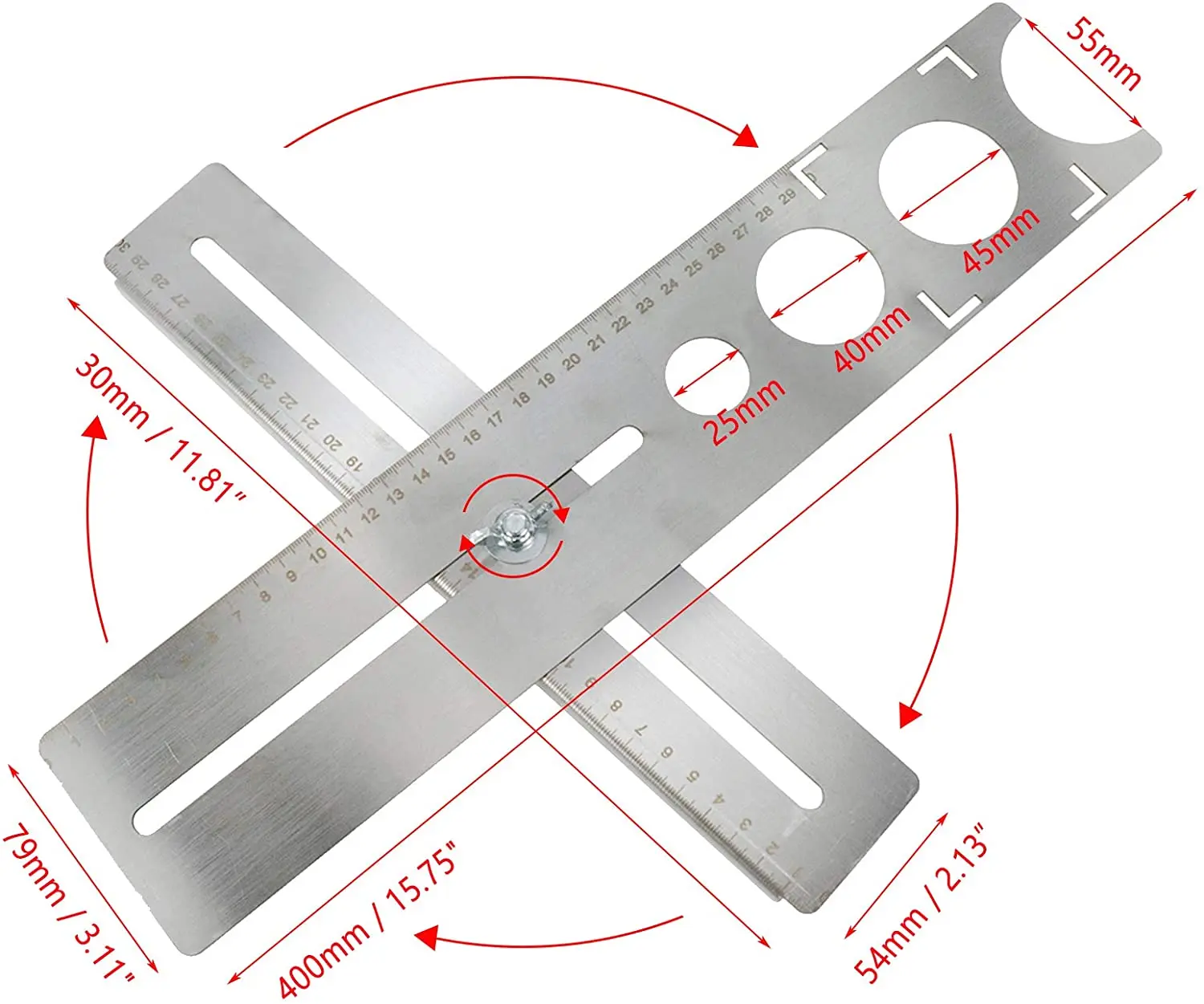 Strumento manuale di perforazione regolabile del righello del localizzatore del foro delle mattonelle di ceramica dell'acciaio inossidabile per il righello multifunzionale del lavoro decorato casa