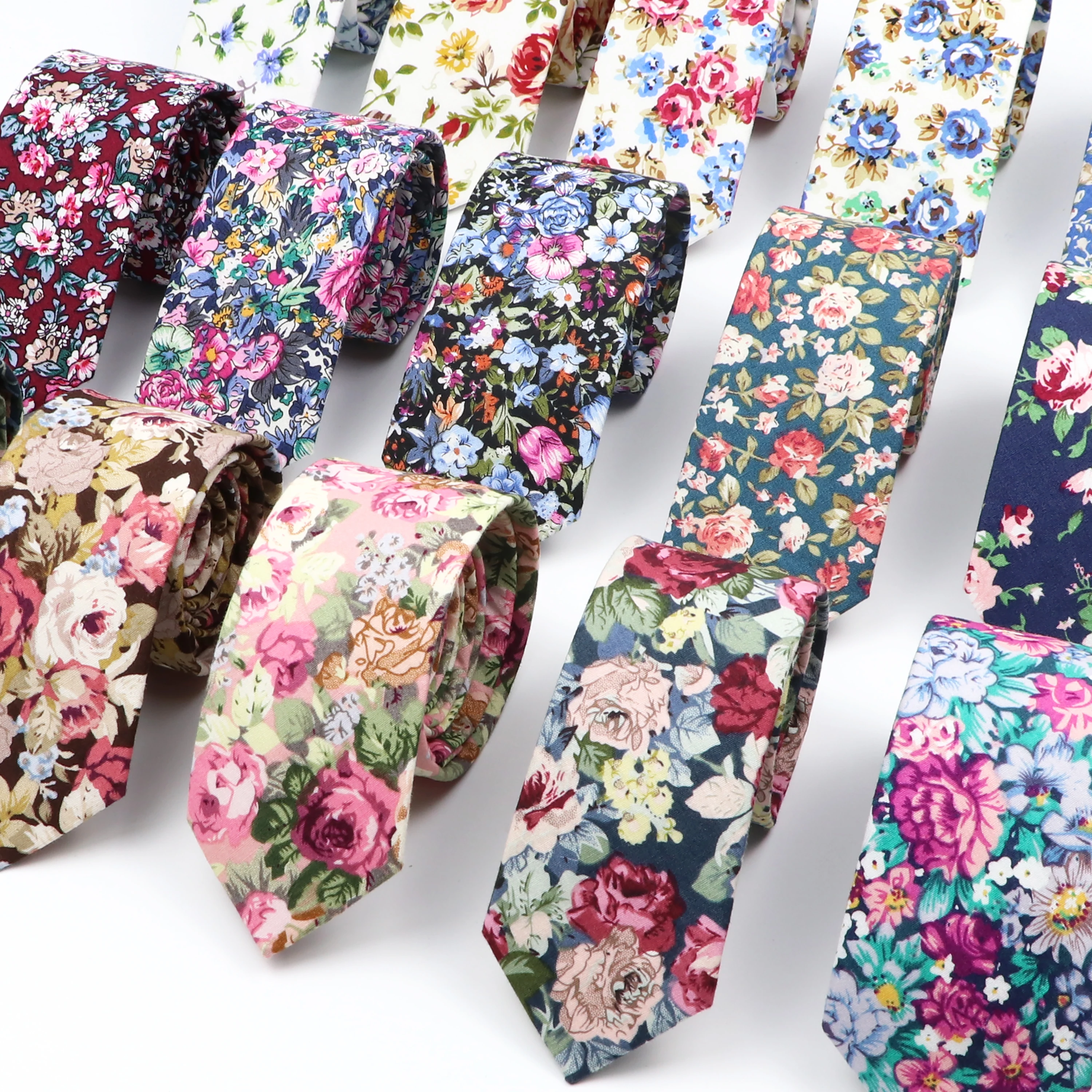 43 estilos 100% algodão masculino laços florais 6cm estreito magro casual terno neckie para festa de casamento camisa acessórios cravat presente