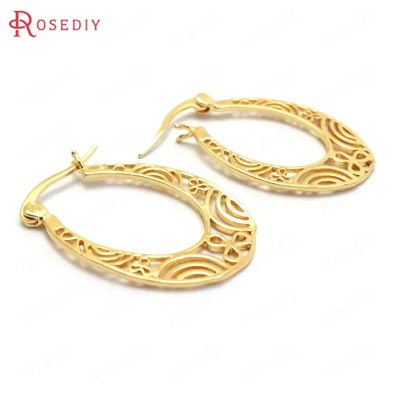 

(C431)6 pieces 31x21mm High Quality Gold Color Brass Long Oval Shape Earrings Loop Accessories Making Supplies