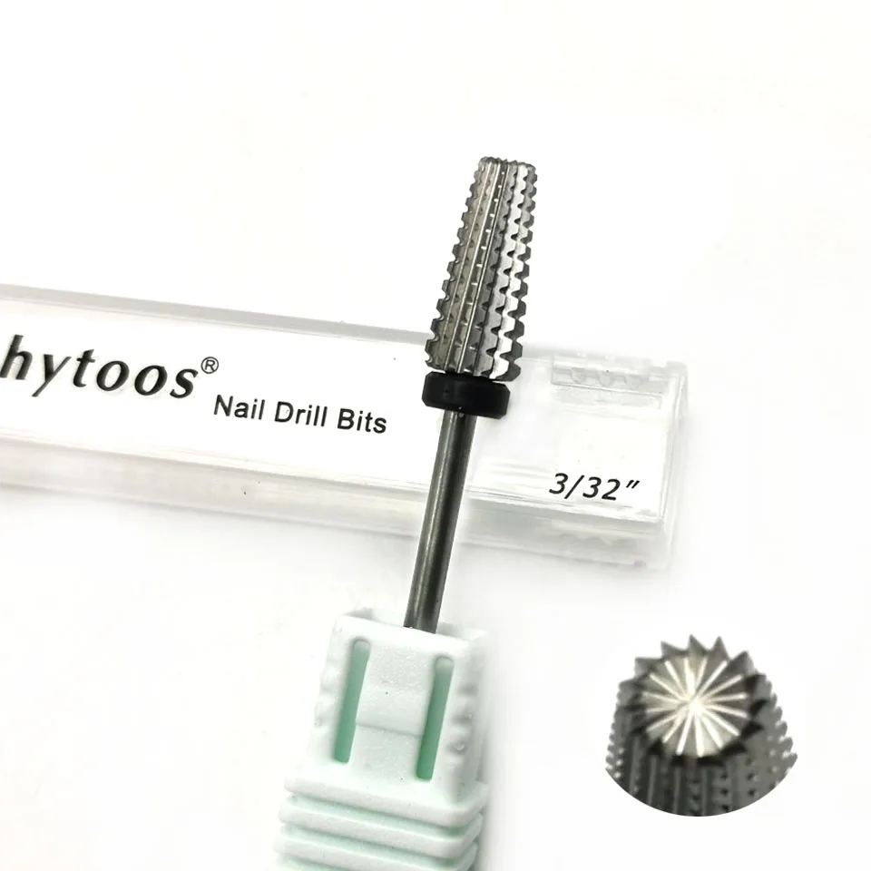 HYTOOS 5 in 1 Carbide Bit 3/32 Two-Way Tapered Nail Drill Bits   Straight Cut Milling Cutter For Manicure Nails Accessories