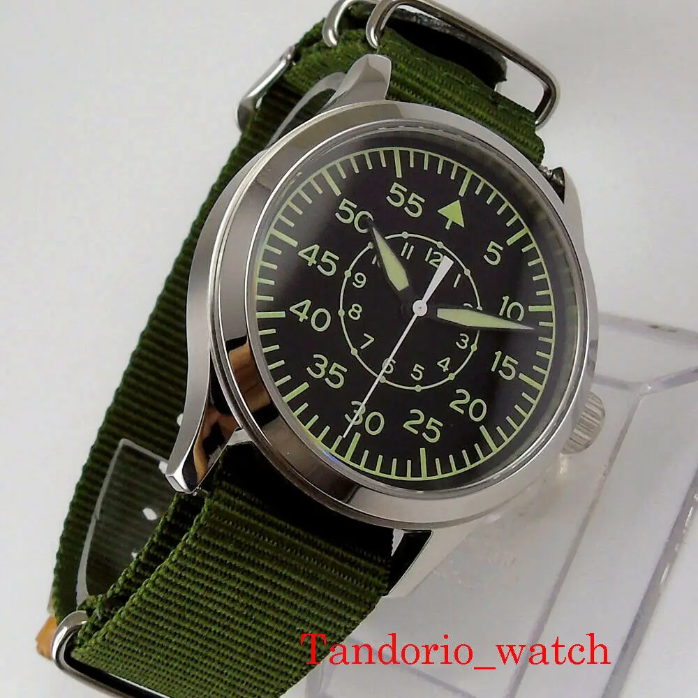 42mm Automatic Men's Watch Miyota 8215 ST1612 Automatic Movement Sapphire Glass Polished Bezel Matcha Green Nylon Strap