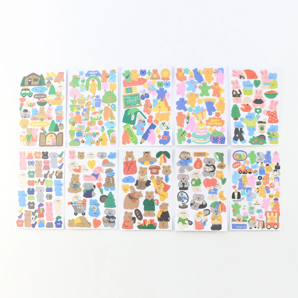 Domikee New cute candy Korean cartoon animal DIY diary planner stickers school student journal decorative sticker stationery