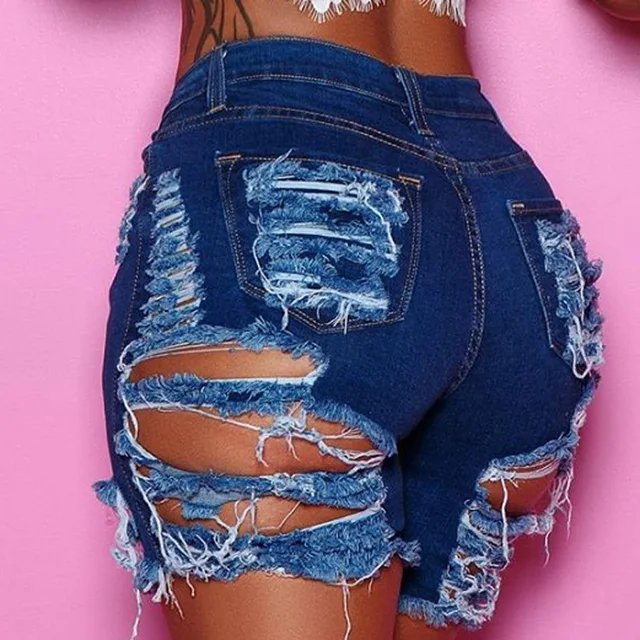 Letnia kobieta modne poszarpane szorty dżinsowe moda sexy wysokiej talii spodenki dżinsowe uliczny hipster szorty ubrania S-2XL 2020 nowy