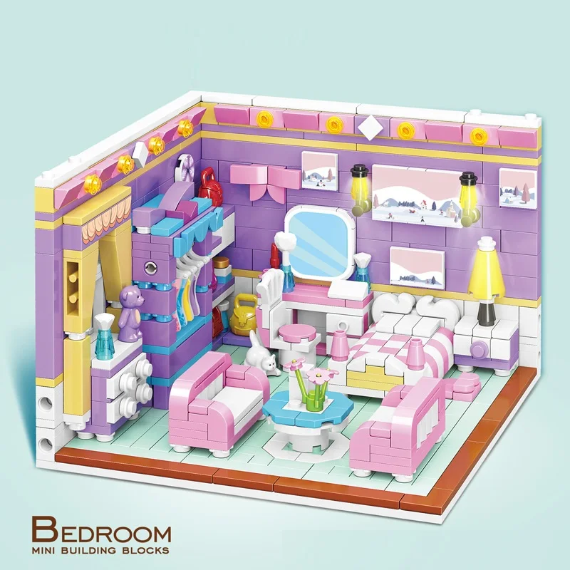 Blocos de Construção de Casas para Meninas, City Friends Kits, Modelo de Cozinha Quarto, Brinquedos Educativos para Menino, 639Pcs