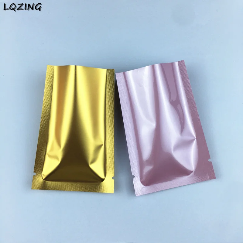 

100pcs 6*9cm Gold/Pink Heat Sealing Tea Beans Pouches Storage Small Mylar Foil Bags Flat Vacuum Sealed Packaging Bag Supplies