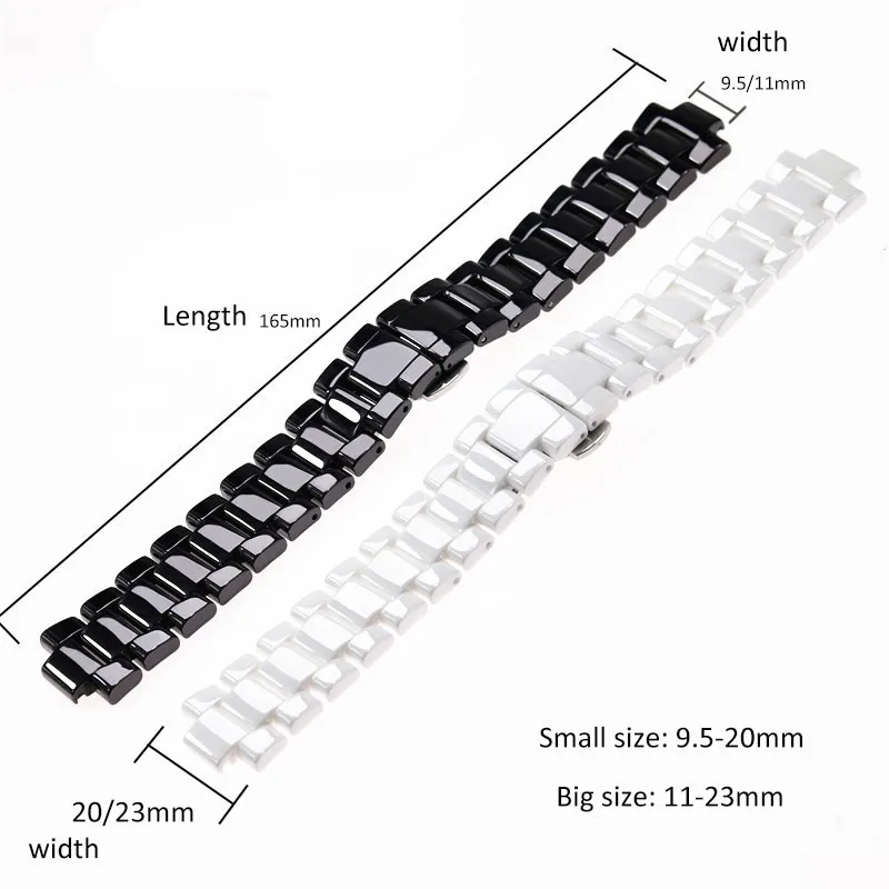 20mm 23mm Black White Convex Ceramic Strap For Armani Men Women Ar1425 Ar1426 Ar1421 Ar1473 Watch Strap Bracelet Wristband Bands