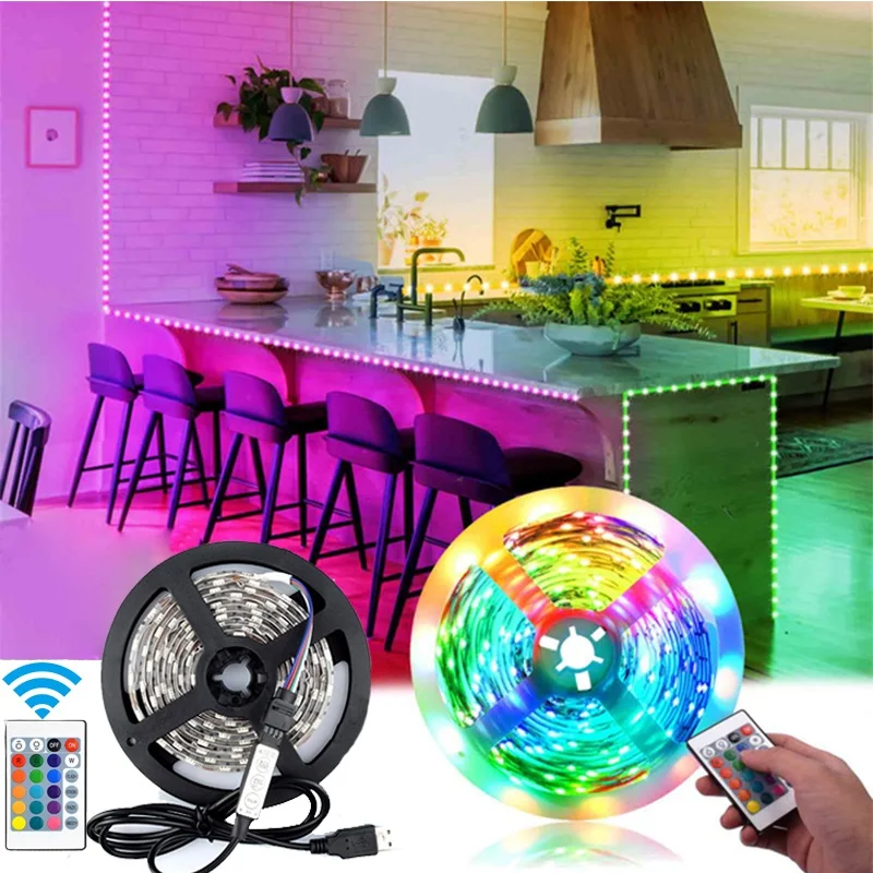 USB Powered LED Strip Light TV Backlighting Home Theater Lighting For TV Computer Screen Television With Remote Control 0.5-2m