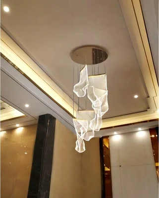 Postmodern Golden Art Paper Pendant Lights