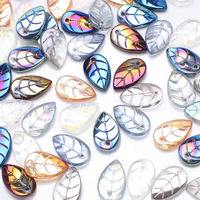 50Pcs Glass Leaf Petal Beads 10x18mm Leave Shape Green Color DIY Making Crystal Earing Pendant Jewelry Headwear Accessories