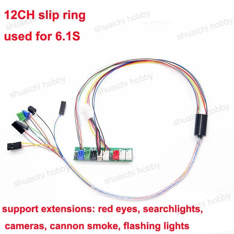 12CH 18CH Wires Slipring 360 Degree Infinite Rotation Electric Slip Ring Steering Gear for Henglong 1/16 RC Tank Accessories