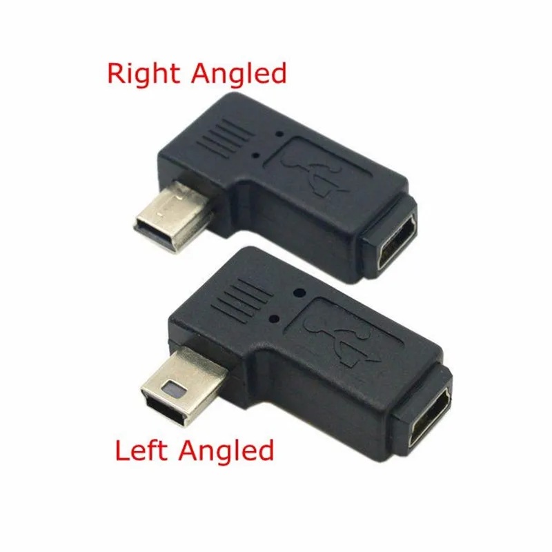 Mini USB 5 Pin Male to Female Extension Adapter 90 Degree Left & Right Angled Mini USB Connector Adaptor