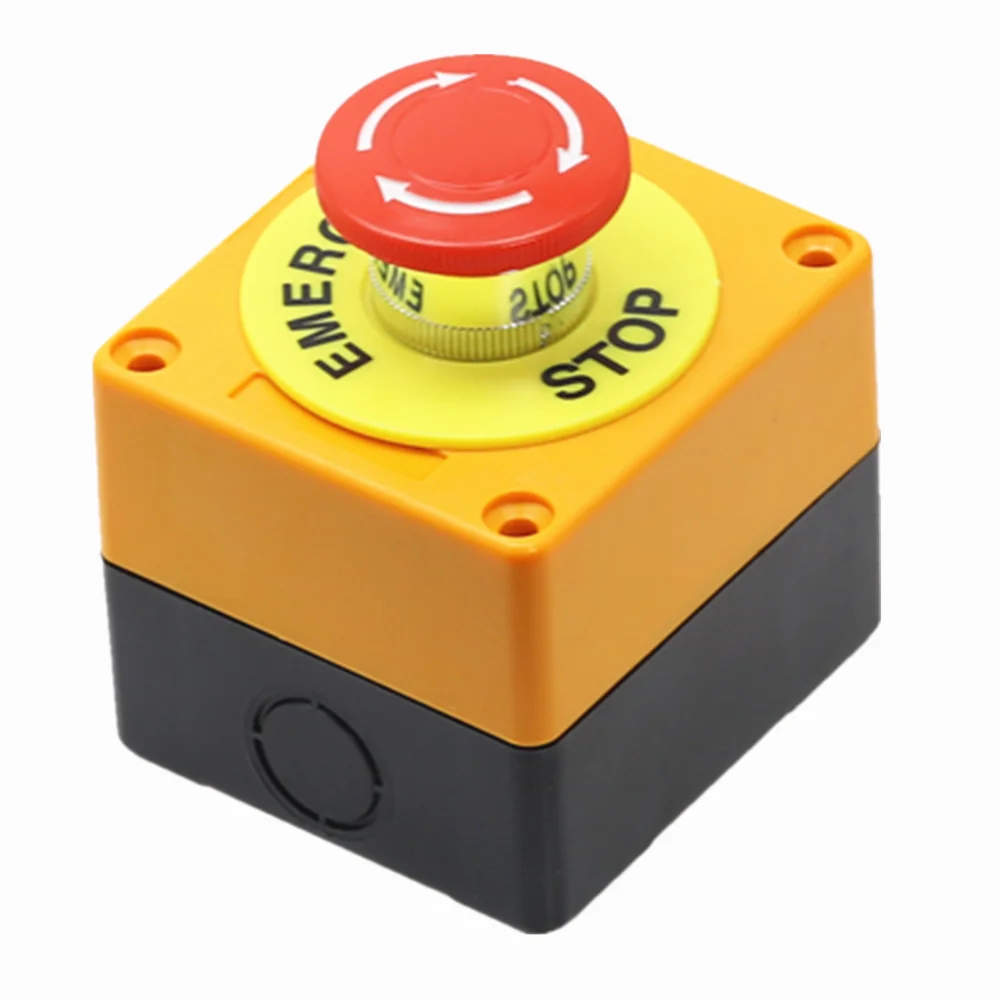 1PCS Plastic Shell Red Sign Push Button Switch DPST Mushroom Emergency Stop Button AC 660V 10A NO+NC LAY37-11ZS