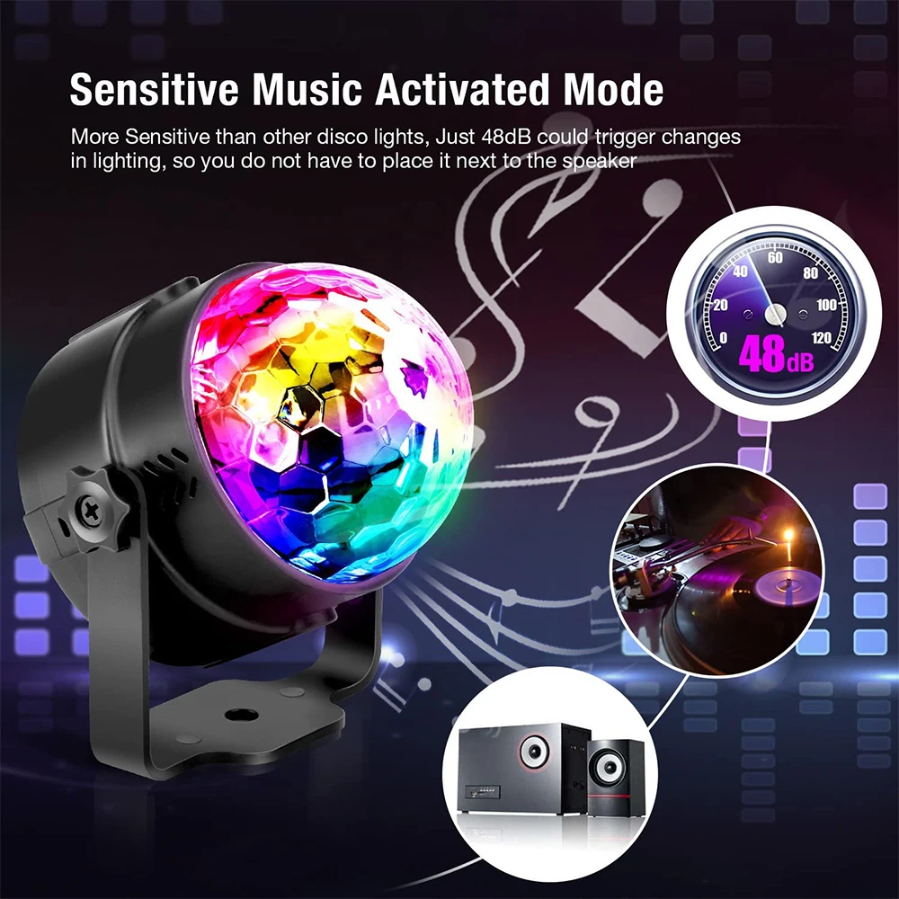 Remote Control LED Magic Ball RGB Disco Ball Party Light DJ Colorful Rotating Stage aurora Light Birthday Party Car Club Bar KTV