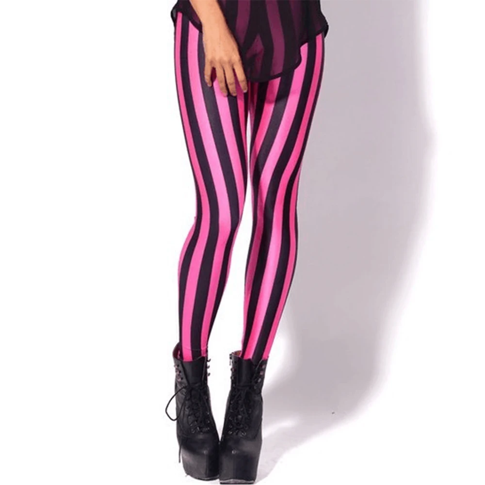 Rose Red Stripe Tight Leggings Sexy Hip-Lift Workout Trousers Casual Purple Women\'s Clothing Fashion Sports Fitness Leggings