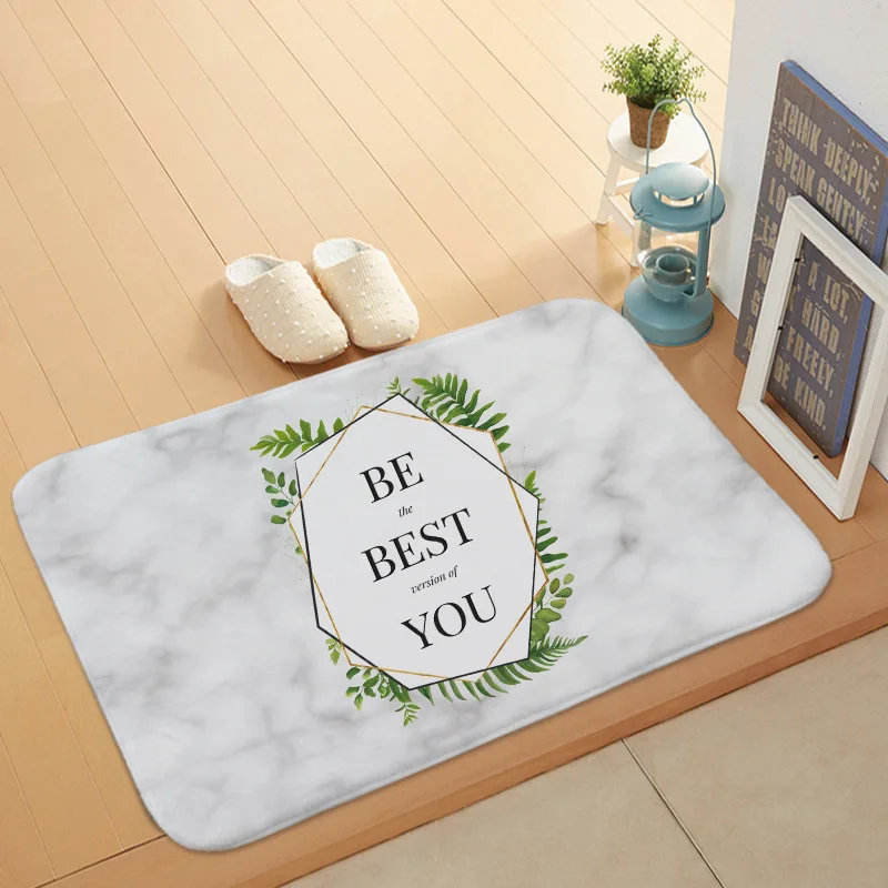 Nordic Style Marble Coral Velvet Floor Mats Entry Floor Mats Home Carpet Bedroom Decoration Bathroom Non-slip Floor Mats