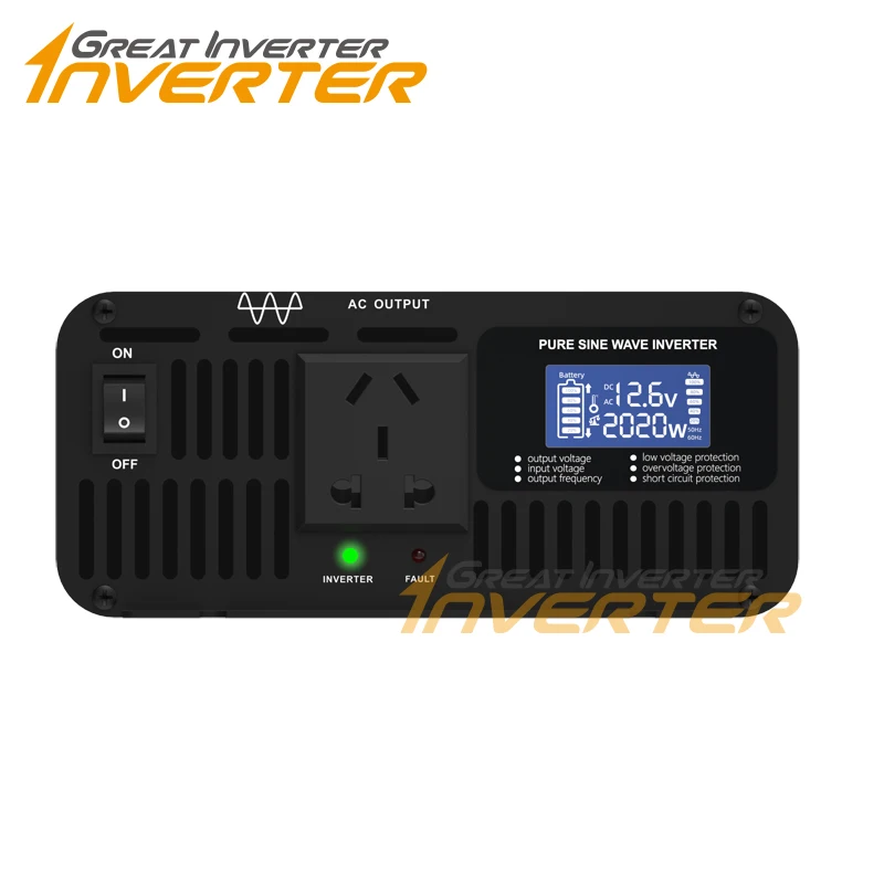 Imagem -05 - Inversor dc 12v 24v 48v 60v 63v 64v 70v 72v 80v ac 110v 220v 230v Onda Senoidal Pura Inversor Conversor de Exibição 50 60hz 2000w