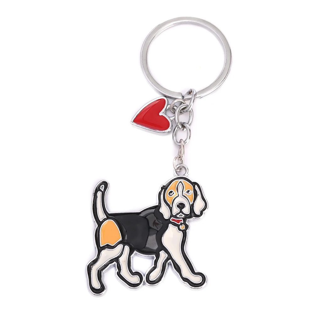 Jewelry Basset Hound terrier dog keychains Animal key ring pet dogs heart Tag key men gift Metal car Key Ring best friend gifts