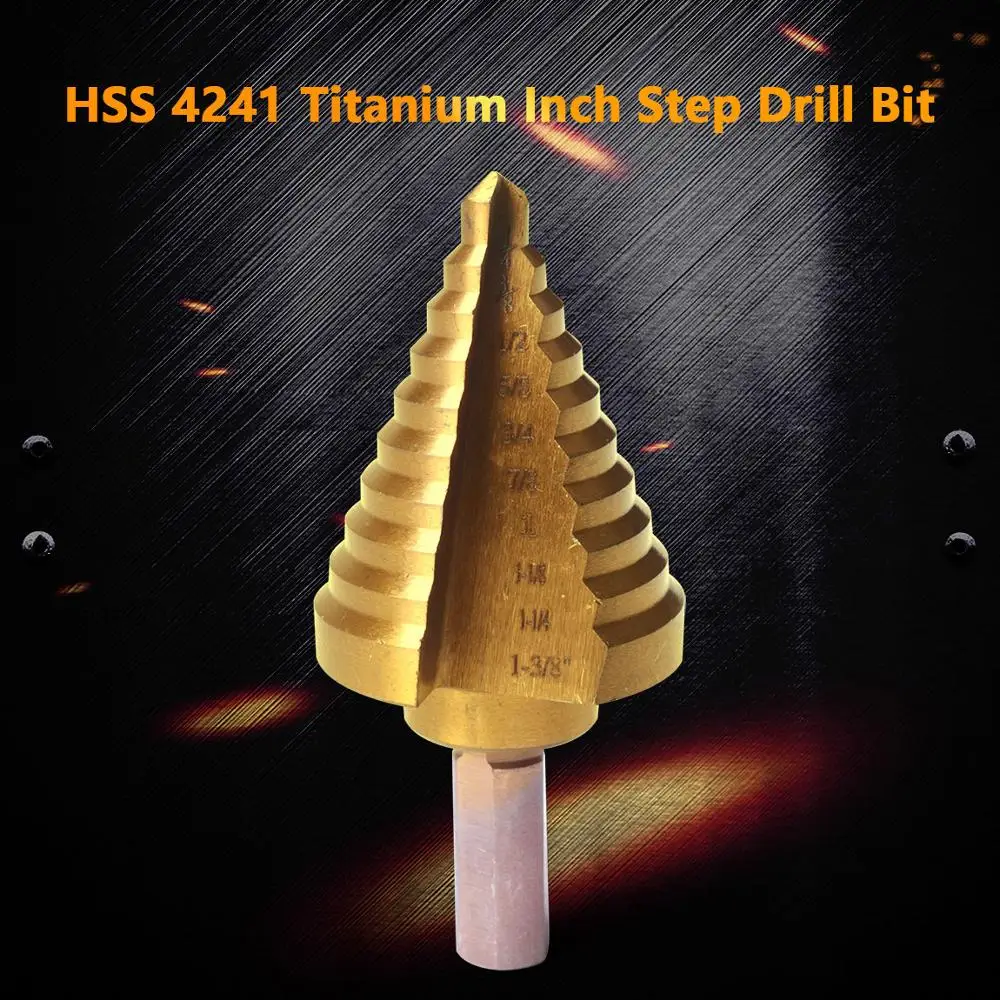 Brand New 1Pc 1/4 "Tot 1-3/8 Inch Driehoek Shank Titanium Coated Stap Boor Cone Boor hoge Snelheid Staal Stap Boor