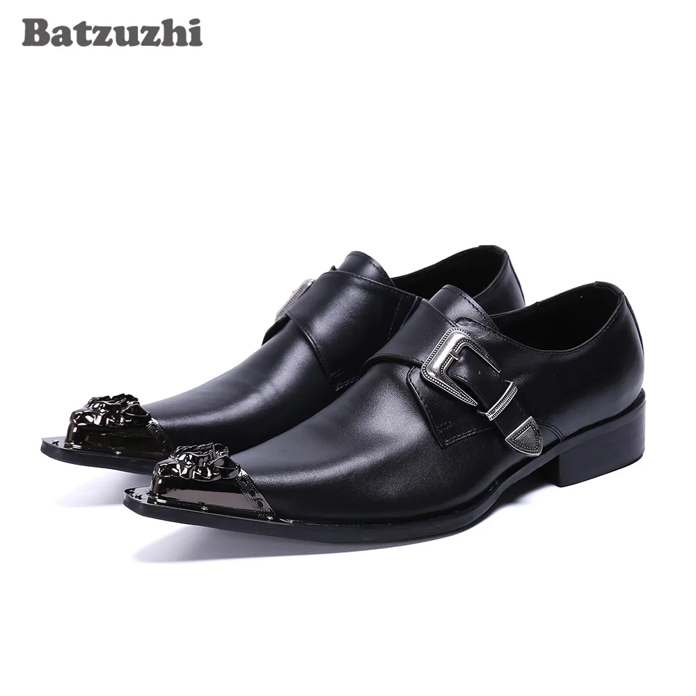 

Batzuzhi Handmade Men's Shoes Pointed Toe Black Business Leather Dress Shoes Buckle Formal Leather Shoes Men zapatos de hombre!