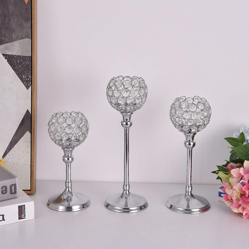 Europe Wedding Candelabra Centerpieces Gold Silver Candle Holders Crystal Candle Lantern For Home Party Hotel Decoration