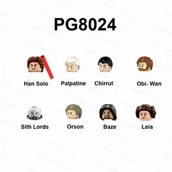 8pcs/set Han Solo Palpatine Obi-wan Leia Sith Lords Assemble Building Blocks Bricks Star Model Figures Wars Toy Children PG8024